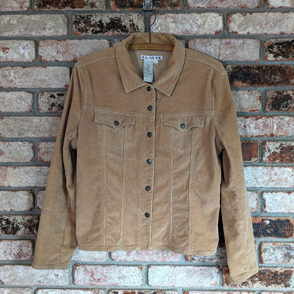 🧸 Corduroy Jacket Lightweight Tan Neutral by A.M.I. Size L